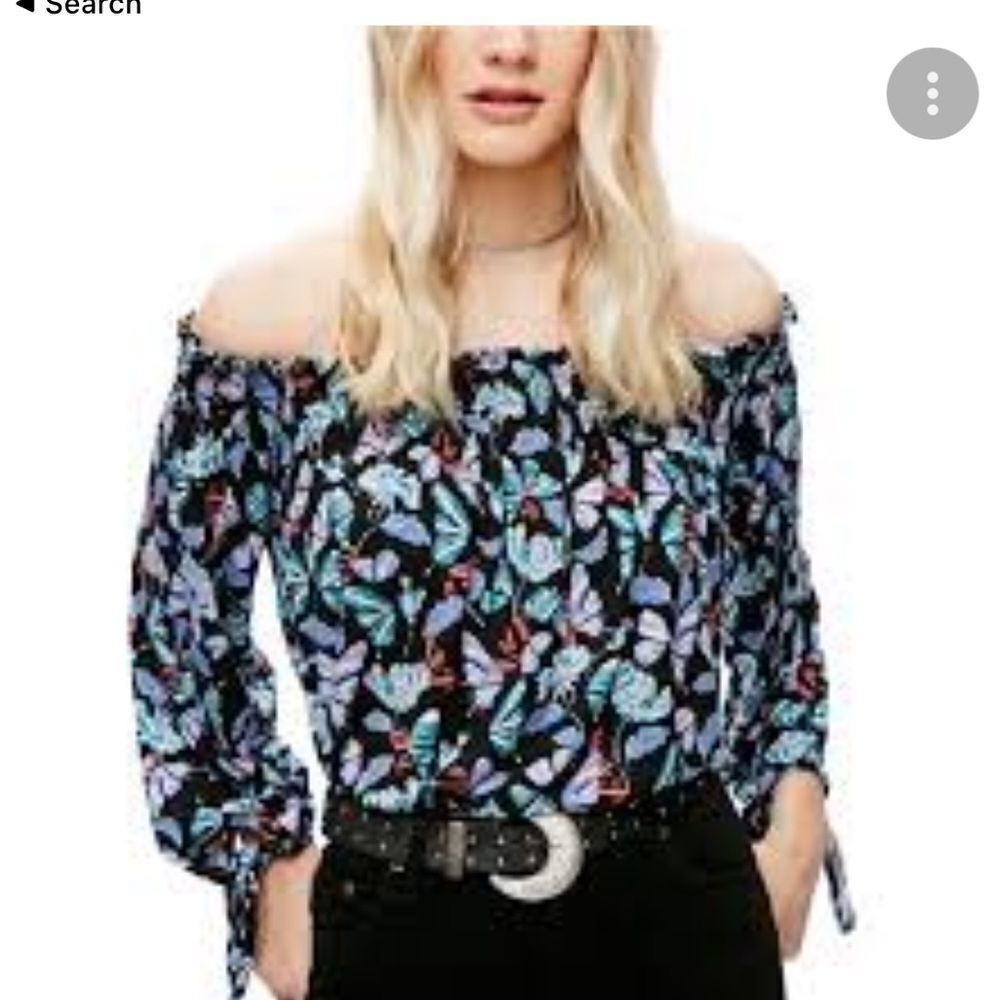 We the Free butterfly and floral top. Size small.